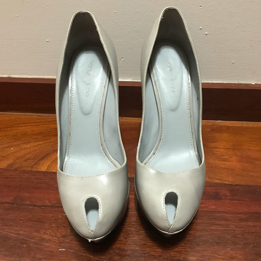 Sergio Rossi leather platform peep toe pumps 39